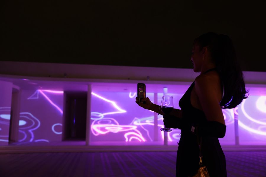 Guests capturing the facade